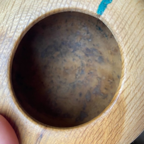 Oak Burl Vase Round Hand Carved Painted Art Studio Wood - Picture 14 of 14